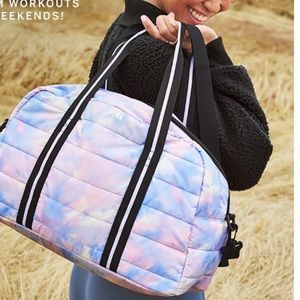 Pink quilted duffle bag